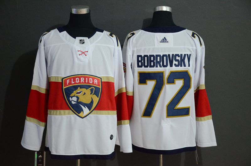 Men Florida Panthers 72 Bobrovsky White Adidas Stitched NHL Jersey